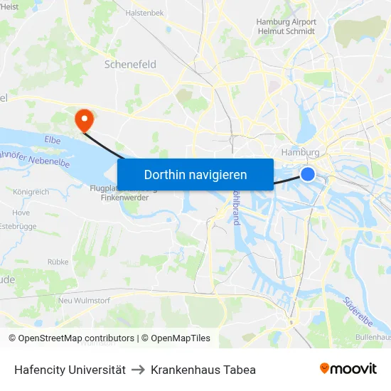 Hafencity Universität to Krankenhaus Tabea map
