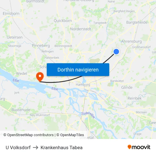 U Volksdorf to Krankenhaus Tabea map