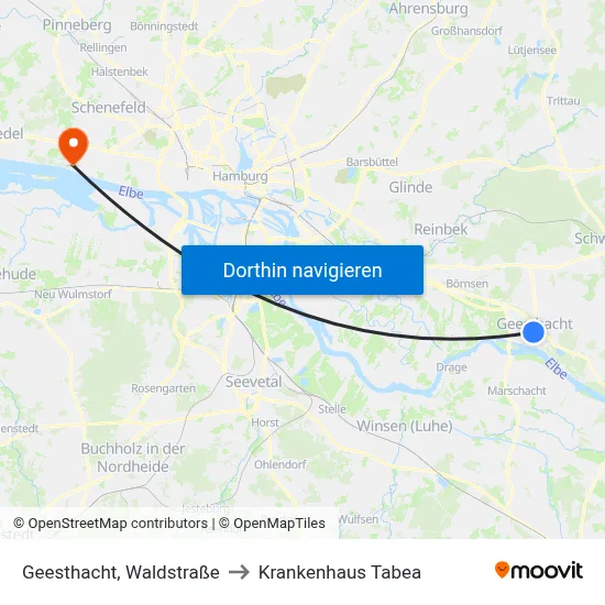 Geesthacht, Waldstraße to Krankenhaus Tabea map