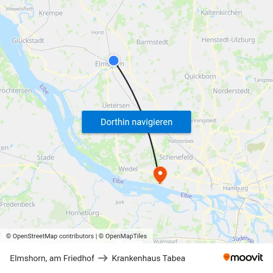 Elmshorn, am Friedhof to Krankenhaus Tabea map