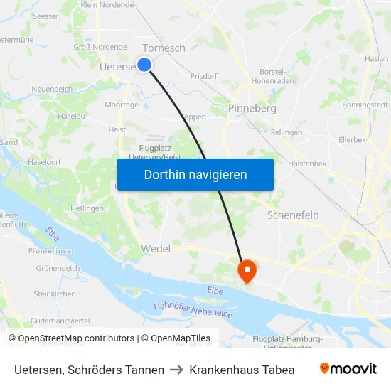 Uetersen, Schröders Tannen to Krankenhaus Tabea map