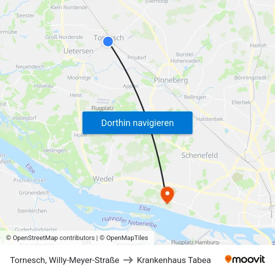 Tornesch, Willy-Meyer-Straße to Krankenhaus Tabea map