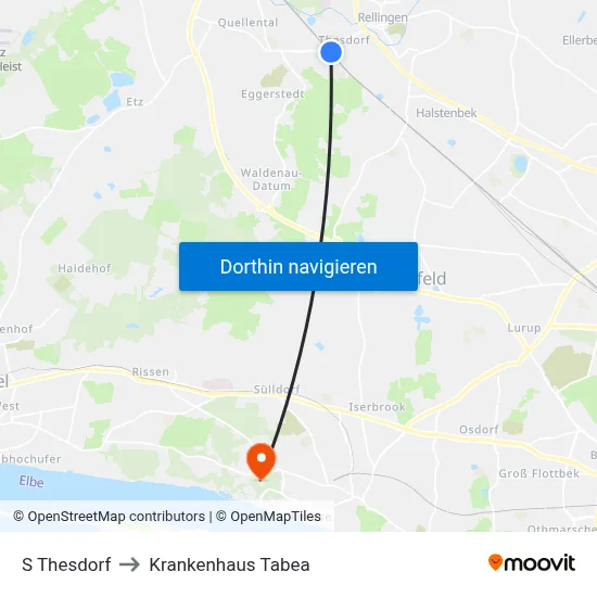 S Thesdorf to Krankenhaus Tabea map