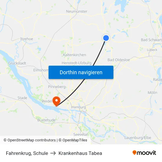 Fahrenkrug, Schule to Krankenhaus Tabea map