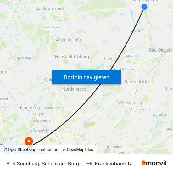 Bad Segeberg, Schule am Burgfeld to Krankenhaus Tabea map