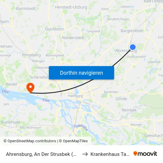 Ahrensburg, An Der Strusbek (Mitte) to Krankenhaus Tabea map