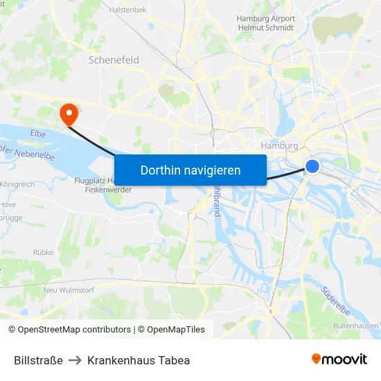 Billstraße to Krankenhaus Tabea map
