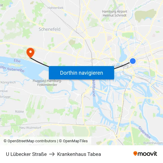 U Lübecker Straße to Krankenhaus Tabea map