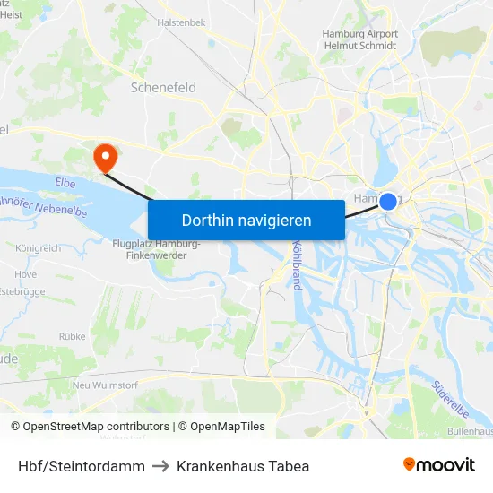 Hbf/Steintordamm to Krankenhaus Tabea map