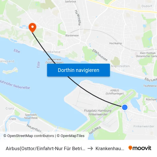 Airbus(Osttor/Einfahrt-Nur Für Betriebsangehörige) to Krankenhaus Tabea map
