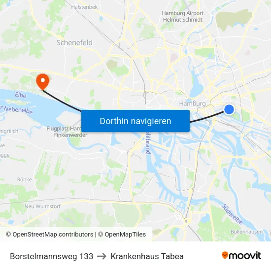 Borstelmannsweg 133 to Krankenhaus Tabea map