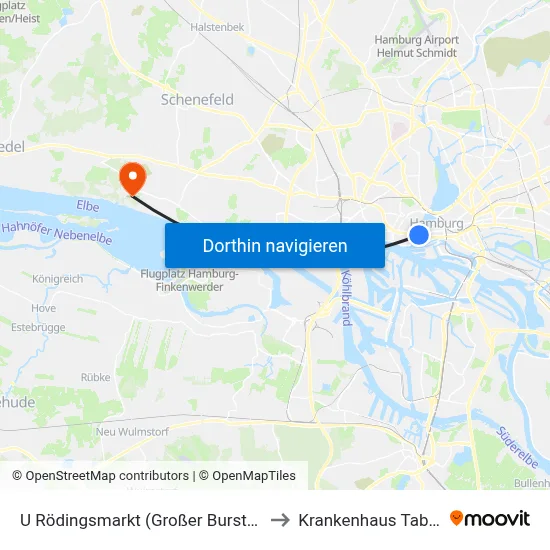 U Rödingsmarkt (Großer Burstah) to Krankenhaus Tabea map