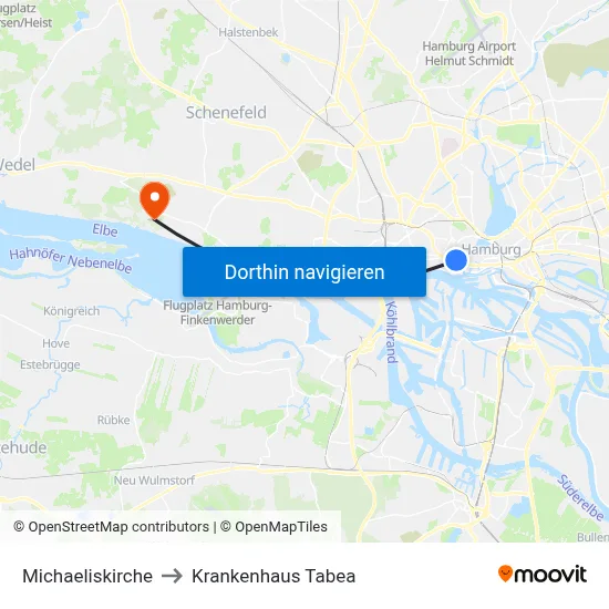 Michaeliskirche to Krankenhaus Tabea map