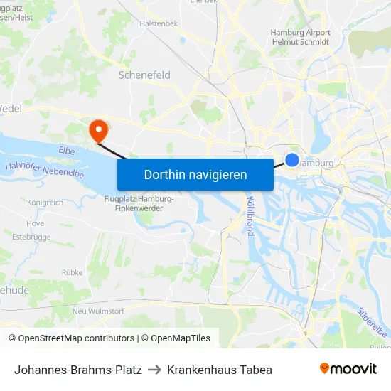 Johannes-Brahms-Platz to Krankenhaus Tabea map