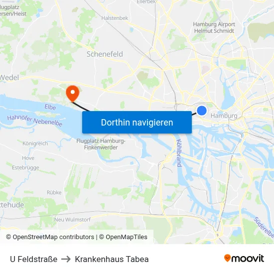 U Feldstraße to Krankenhaus Tabea map