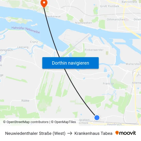 Neuwiedenthaler Straße (West) to Krankenhaus Tabea map