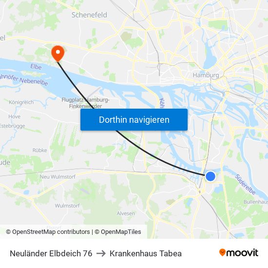 Neuländer Elbdeich 76 to Krankenhaus Tabea map