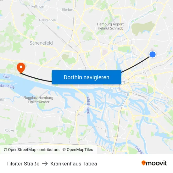 Tilsiter Straße to Krankenhaus Tabea map