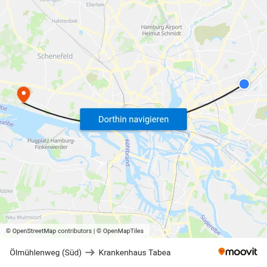 Ölmühlenweg (Süd) to Krankenhaus Tabea map