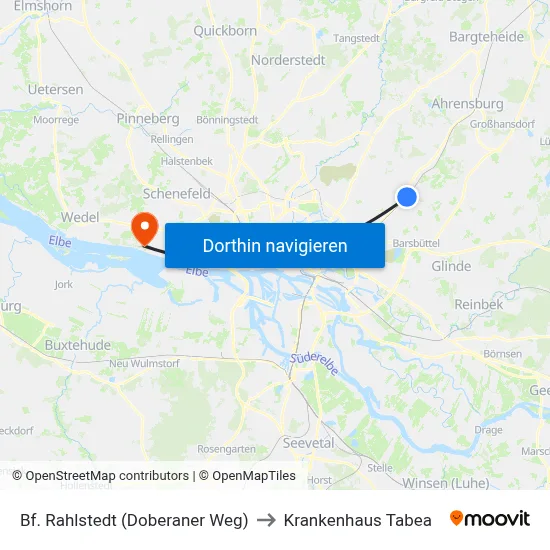 Bf. Rahlstedt (Doberaner Weg) to Krankenhaus Tabea map
