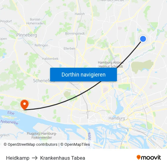 Heidkamp to Krankenhaus Tabea map