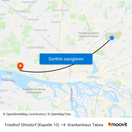Friedhof Ohlsdorf (Kapelle 10) to Krankenhaus Tabea map