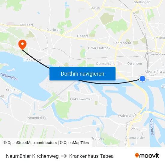 Neumühler Kirchenweg to Krankenhaus Tabea map