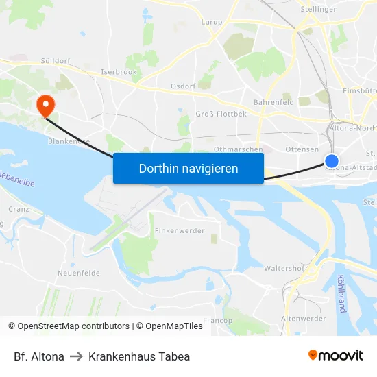 Bf. Altona to Krankenhaus Tabea map