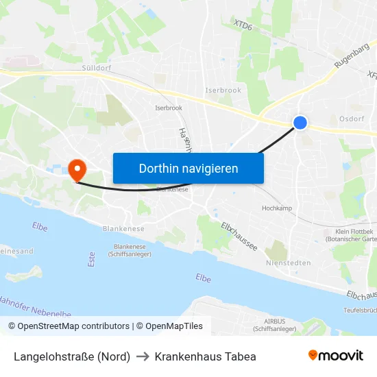 Langelohstraße (Nord) to Krankenhaus Tabea map