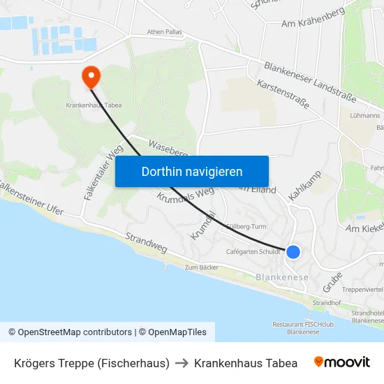 Krögers Treppe (Fischerhaus) to Krankenhaus Tabea map