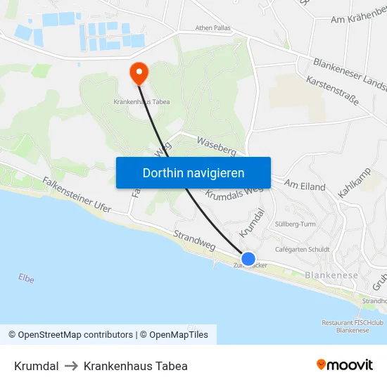 Krumdal to Krankenhaus Tabea map