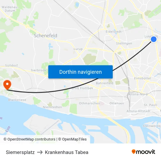 Siemersplatz to Krankenhaus Tabea map