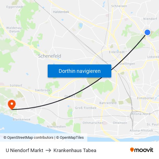 U Niendorf Markt to Krankenhaus Tabea map