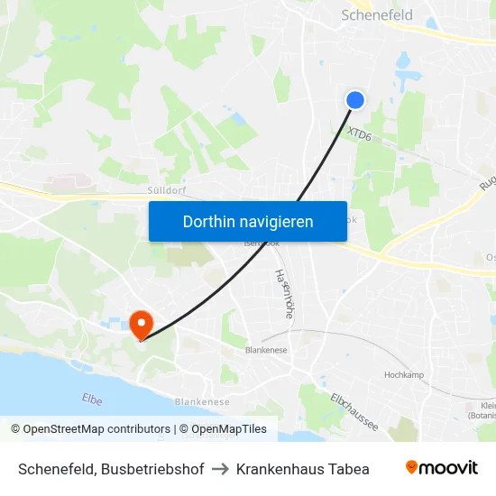 Schenefeld, Busbetriebshof to Krankenhaus Tabea map