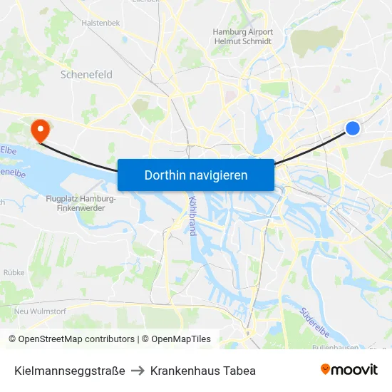 Kielmannseggstraße to Krankenhaus Tabea map