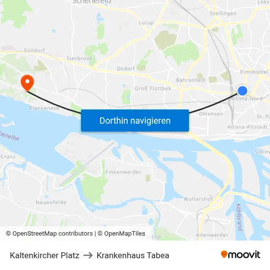 Kaltenkircher Platz to Krankenhaus Tabea map