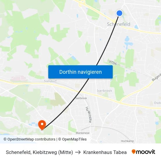 Schenefeld, Kiebitzweg (Mitte) to Krankenhaus Tabea map