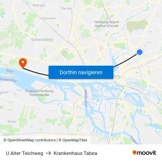 U Alter Teichweg to Krankenhaus Tabea map
