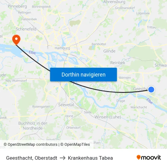 Geesthacht, Oberstadt to Krankenhaus Tabea map