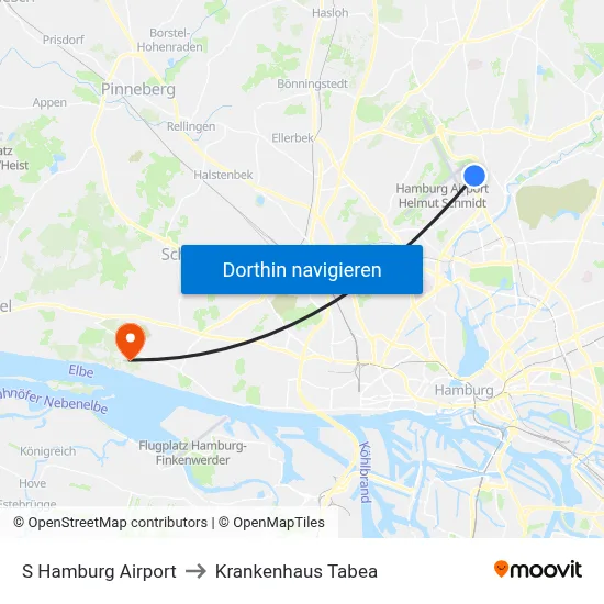 S Hamburg Airport to Krankenhaus Tabea map