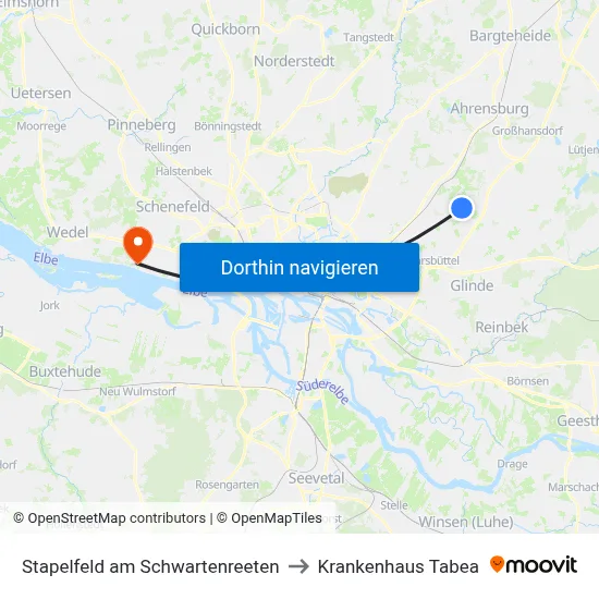 Stapelfeld am Schwartenreeten to Krankenhaus Tabea map