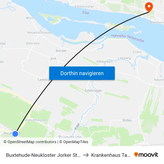 Buxtehude-Neukloster Jorker Straße to Krankenhaus Tabea map