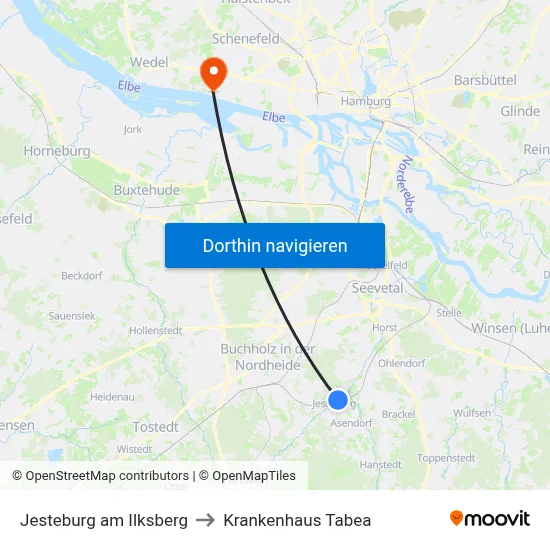 Jesteburg am Ilksberg to Krankenhaus Tabea map