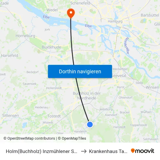 Holm(Buchholz) Inzmühlener Straße to Krankenhaus Tabea map