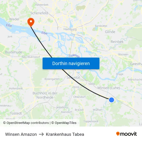 Winsen Amazon to Krankenhaus Tabea map