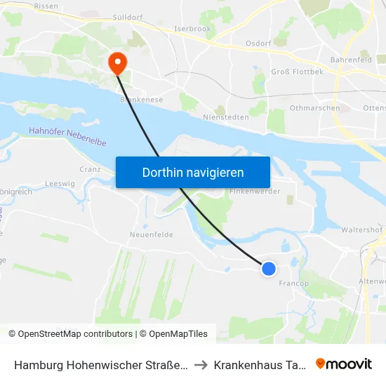 Hamburg Hohenwischer Straße 149 to Krankenhaus Tabea map