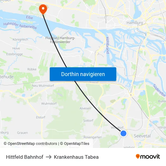 Hittfeld Bahnhof to Krankenhaus Tabea map