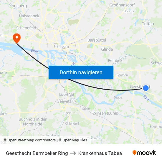 Geesthacht Barmbeker Ring to Krankenhaus Tabea map