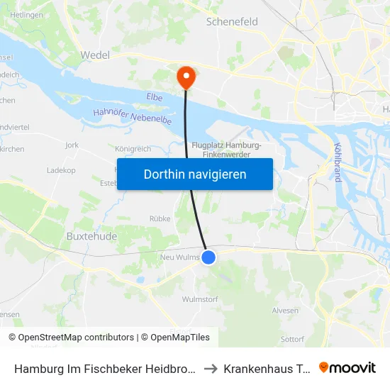 Hamburg Im Fischbeker Heidbrook (Ost) to Krankenhaus Tabea map