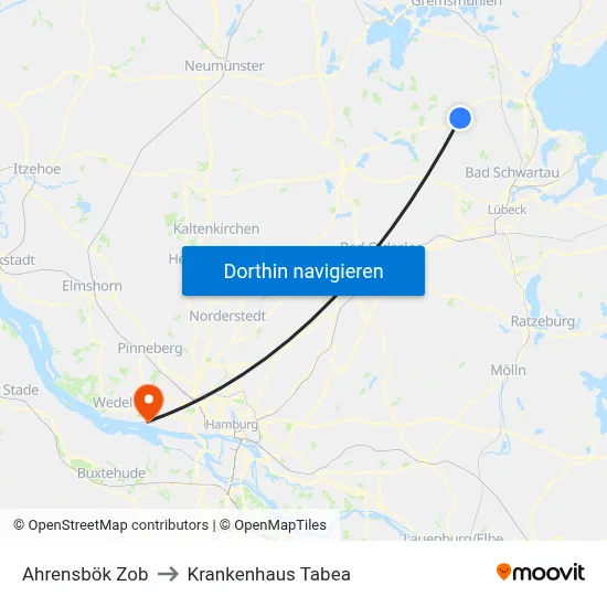 Ahrensbök Zob to Krankenhaus Tabea map